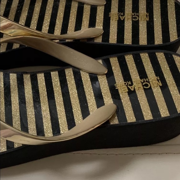 MICHAEL KORS BEDFORM PLATFORM WEDGES SZ. 7M GOLD - Picture 8 of 14